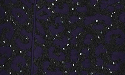 St John St. John Evening Sequin Leopard Jacquard Crop Jacket In Purple