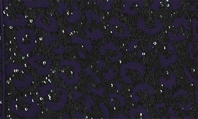 St John Square-neck Leopard Paillette Knit Sleeveless A-line Dress In Purple