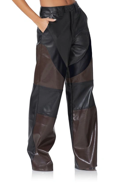 Shop Afrm Flynn Wide Leg Blocked Faux Leather Pants In Color Block