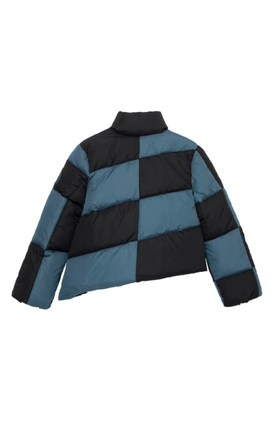Shop Habitual Kids' Asymmetric Hem Colorblock Puffer Jacket In Black