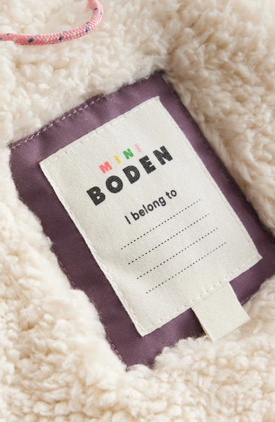 Shop Mini Boden Kids' Authentic High Pile Fleece Lined Parka With Faux Fur Trim In Mountain Heather