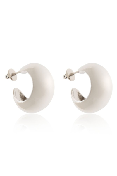 Shop Isabel Marant Polished Finish Chunky Hoop Earrings In Silver