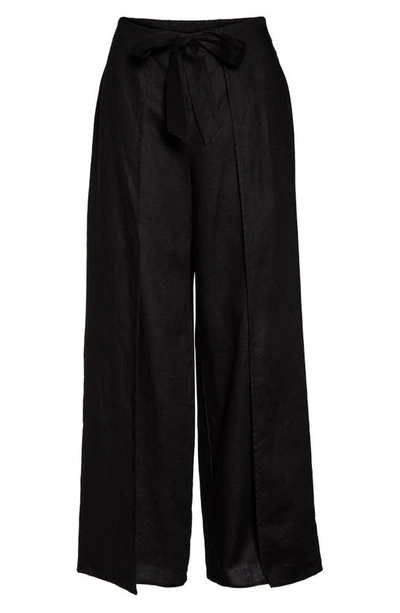 Shop 1.state Tie Front Split Seam Wide Leg Pants In Rich Black