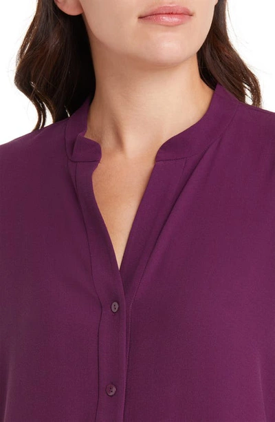 Shop Eileen Fisher Long Sleeve Silk Blouse In Sweet Plum