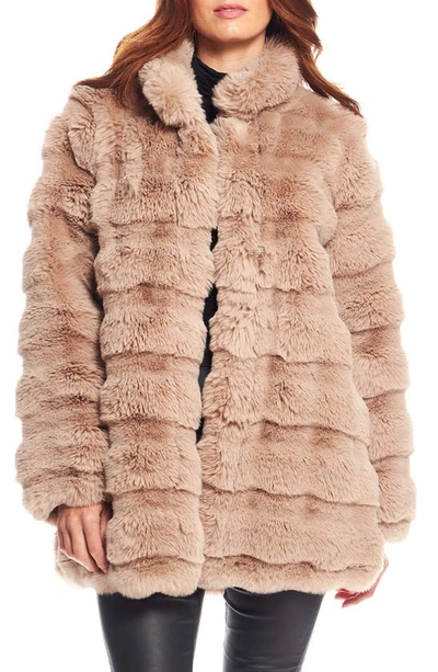 Shop Donna Salyers Fabulous-furs Donna Salyers Fabulous Furs Rainier Reversible Faux Fur Coat In Camel