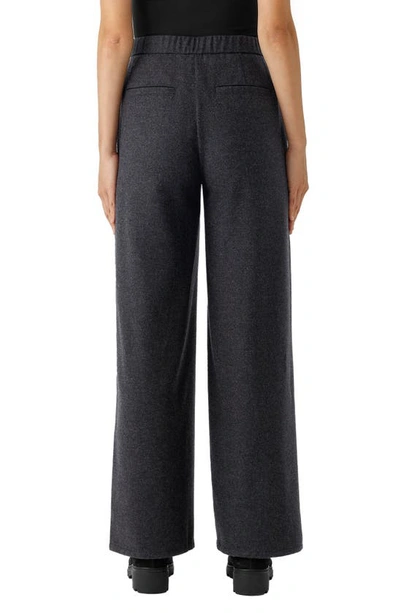 Shop Eileen Fisher Pleated High Waist Wide Leg Pants In Charcoal