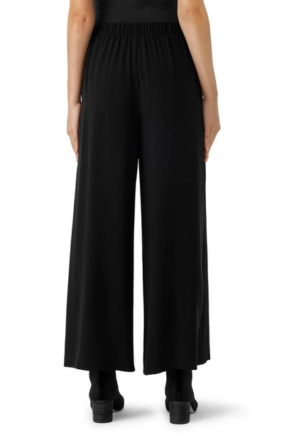 Eileen Fisher Missy Silk Georgette Crepe Wide-leg Ankle Pants In Black