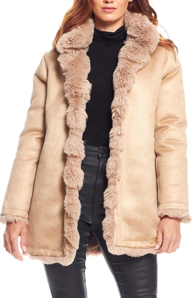 Shop Donna Salyers Fabulous-furs Donna Salyers Fabulous Furs Rainier Reversible Faux Fur Coat In Camel