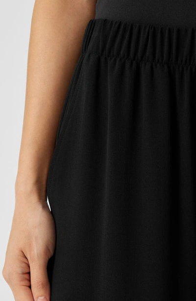 Eileen Fisher Missy Silk Georgette Crepe Wide-leg Ankle Pants In Black