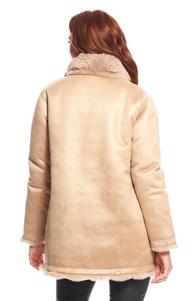 Shop Donna Salyers Fabulous-furs Donna Salyers Fabulous Furs Rainier Reversible Faux Fur Coat In Camel