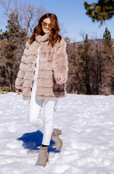 Donna Salyers Fabulous-furs Rainier Reversible Faux Fur Coat In Camel