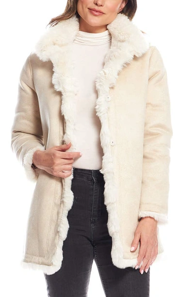 Shop Donna Salyers Fabulous-furs Donna Salyers Fabulous Furs Rainier Reversible Faux Fur Coat In Ivory