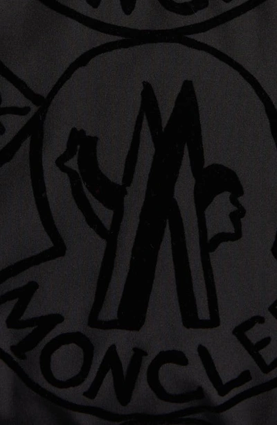 Shop Moncler Merle Logo Print Down Jacket In Black