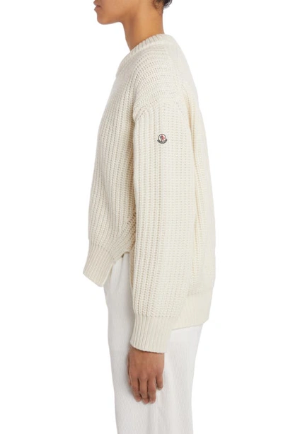 Shop Moncler Chunky Wool Sweater In White