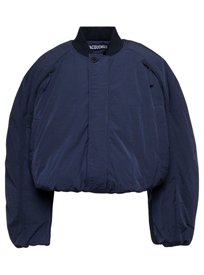 Shop Jacquemus Zipped Bomber Jacket In Blue