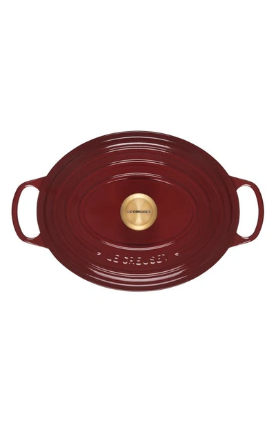 Shop Le Creuset Signature 6.75-quart Oval Enamel Cast Iron French/dutch Oven With Lid In Rhone