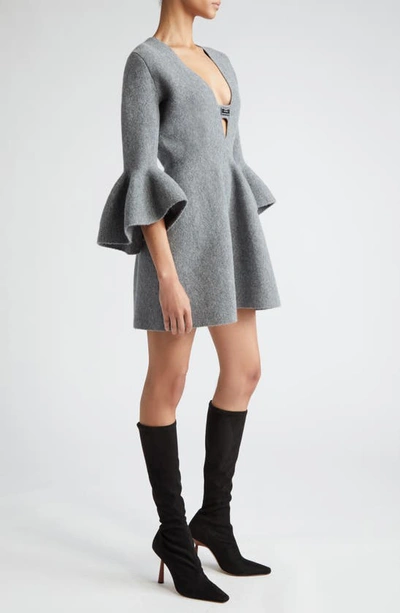 Shop Brandon Maxwell The Leighton Knit Minidress In Melange Grey