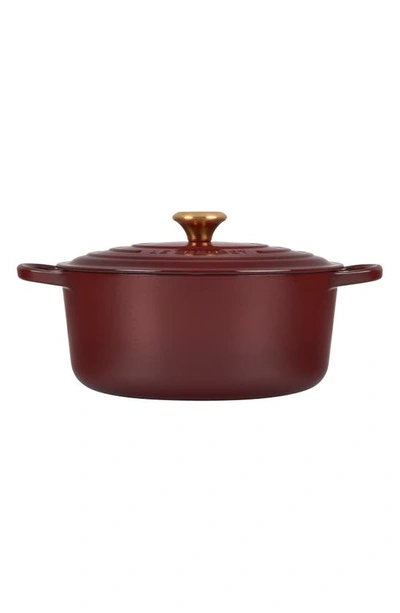 Shop Le Creuset Signature 4.5-quart Round Enamel Cast Iron Dutch Oven In Rhone