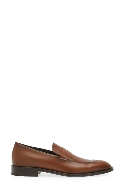 Shop Hugo Boss Boss Derreck Penny Loafer In Medium Brown