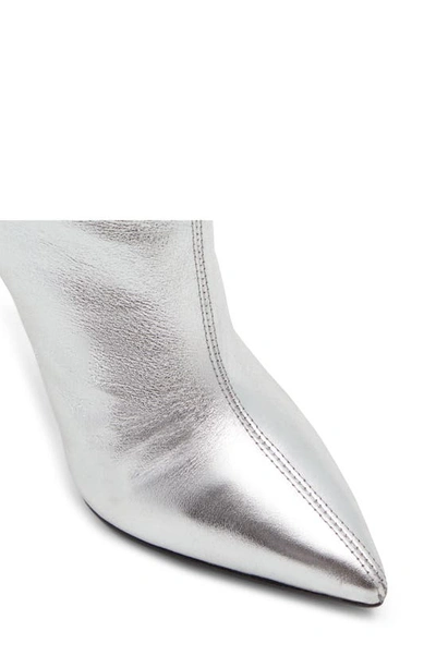 Shop Aldo Devondra Pointed Toe Knee High Boot In Silver