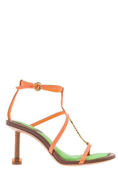 Shop Jacquemus Charm Strap Heeled Sandals In Multi