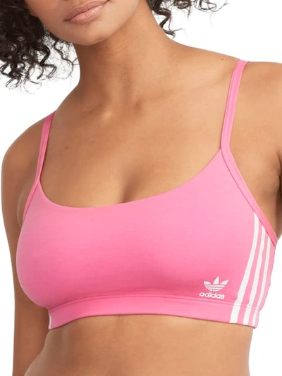 Shop Adidas Originals Smart Cotton Scoop Bralette In Lucid Pink