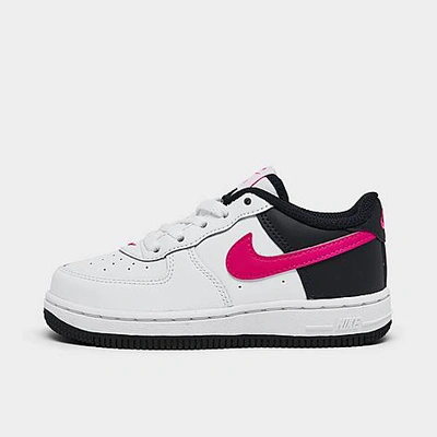 Shop Nike Kids' Toddler Force 1 Casual Shoes In White/fierce Pink/dark Obsidian