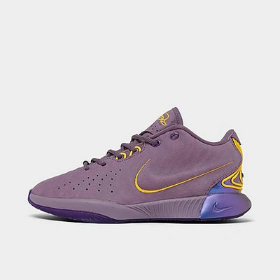 Shop Nike Big Kids' Lebron 21 Basketball Shoes In Violet Dust/university Gold