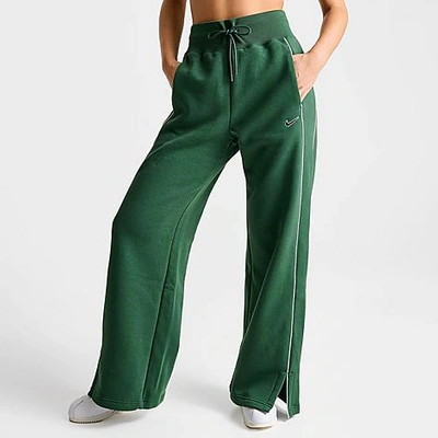 Shop Nike Women's Sportswear Phoenix Fleece Street Open-hem Jogger Pants In Fir Green
