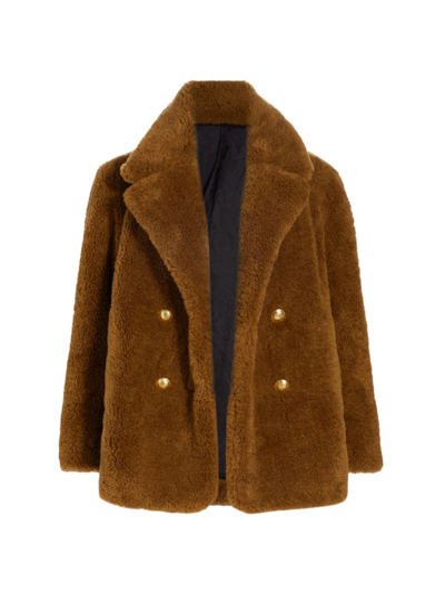 Shop A.l.c Women's Scout Teddy Double-breasted Coat In Brown