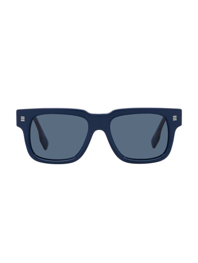 Shop Burberry Men's 54mm Square Sunglasses In Blue