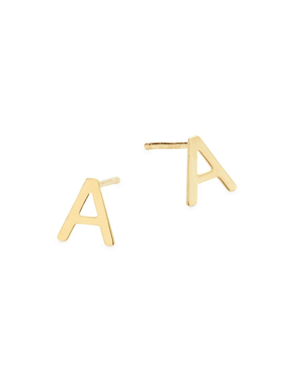 Shop Saks Fifth Avenue Women's 14k Yellow Gold Initial Stud Earrings In Initial A