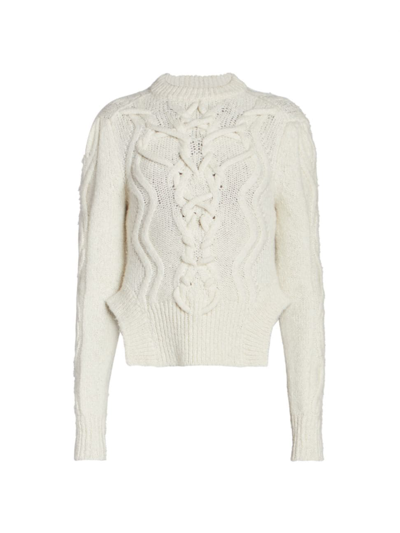 Shop Isabel Marant Women's Elvy Alpaca-blend Cable-knit Sweater In Ecru