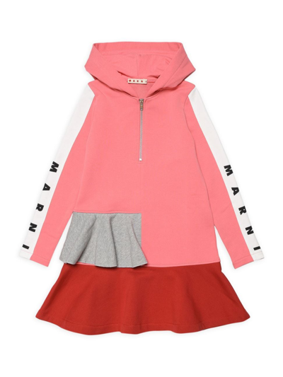 Shop Marni Little Girl's & Girl's Colorblocked Sweatshirt Dress In Neutral
