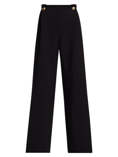 Shop Rosetta Getty Women's Wide-leg Wool-blend Pants In Black