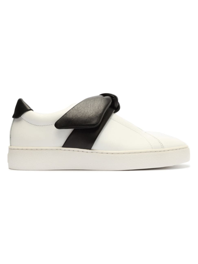 Shop Alexandre Birman Women's Asymmetric Clarita Leather Slip-on Sneakers In White Black