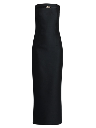 Shop Versace Women's Medusa Belt Column Gown In Black
