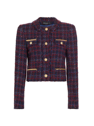 Shop Generation Love Women's Kristen Cotton-blend Tweed Jacket In Navy Merlot