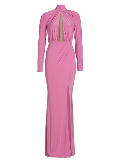 Shop Michael Costello Collection Women's Pisces Draped Jersey Cut-out Gown In Light Pink