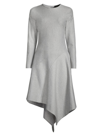 Shop Natori Women's Asymmetric Long-sleeve Midi-dress In Grey