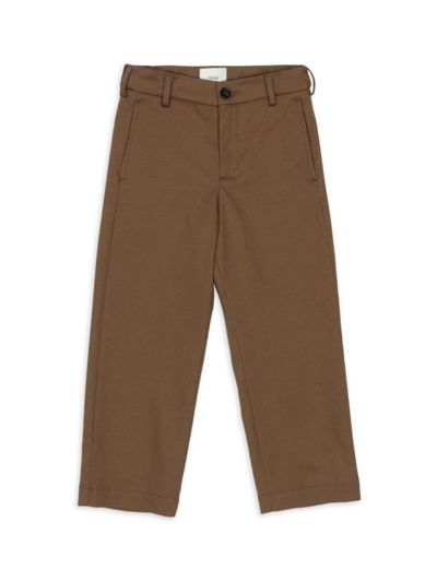 Shop Fendi Little Boy's & Boy's Ff Tape Pants In Brown