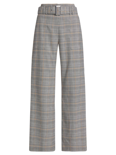 Shop Elie Tahari Women's Angie Belted Plaid Wide-leg Pants In Angie Plaid