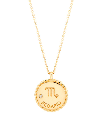 Shop Saks Fifth Avenue Women's 14k Gold & Diamond Star Sign Pendant Necklace In Scorpio