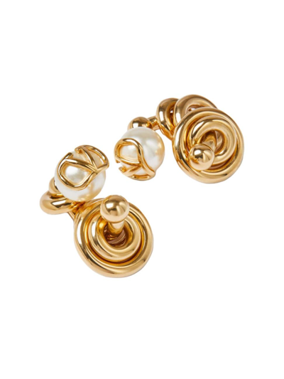 Shop Valentino Women's Vlogo Signature Metal And Glass Bead Earrings In Gold