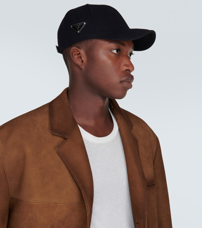 Prada Virgin Wool Felt Baseball Cap In Blue