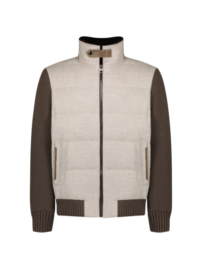 Shop Gorski Men's Wool And Cashmere Blend Jacket With Shearling Trim In Beige