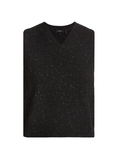 Shop Theory Women's Shrunken Wool-blend Sweater Vest In Charcoal Multi
