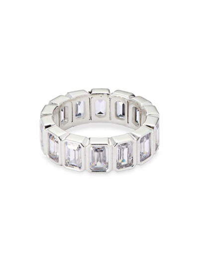 Shop Hatton Labs Men's Sterling Silver & Cubic Zirconia Emerald-cut Eternity Ring In Silver White