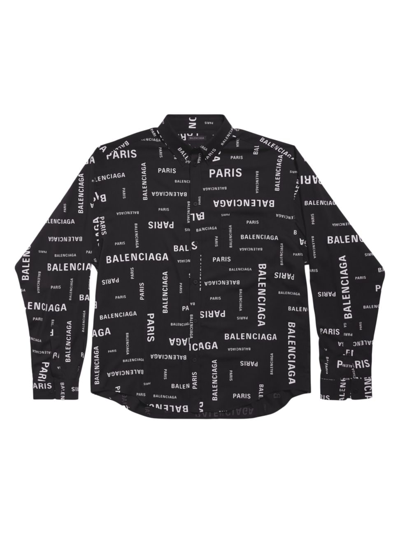 Shop Balenciaga Men's Allover Minimal Shirt Large Fit In Black