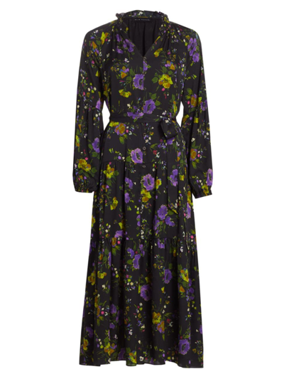 Shop Elie Tahari Women's Sienna Floral Tiered Maxi Peasant Dress In Faro Print